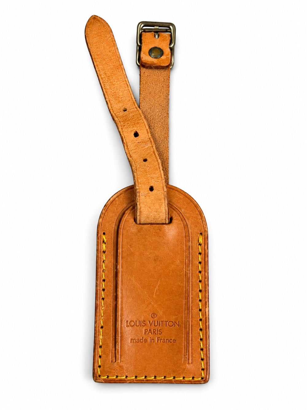 Louis Vuitton Tan Leather Luggage Tag with Contrast Stitching